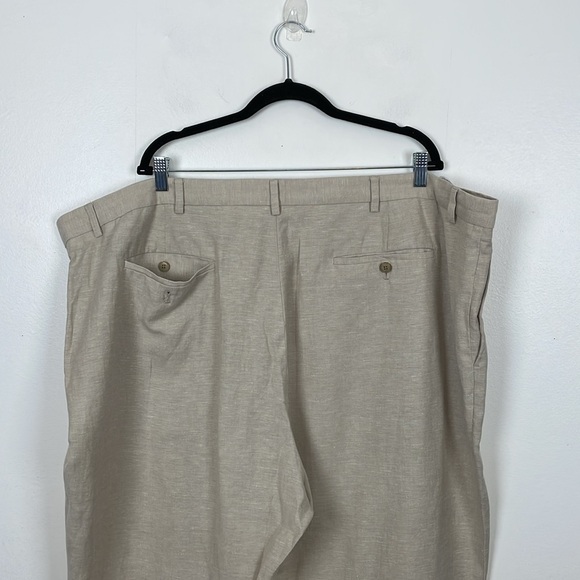 Cubavera Linen Blend Casual Mens 52X32 Beige Big Tall Wide Leg 4 Pocket Pants - Picture 6 of 8